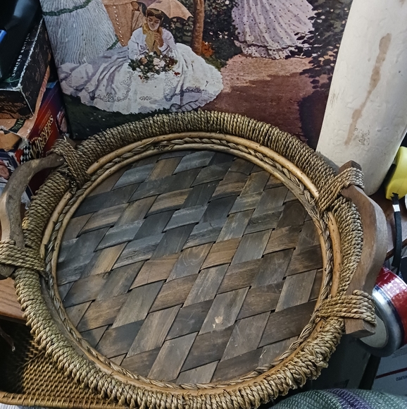 🥙Pier 1 RARE Vtg.6 Part Design Ceramic & Sea Grass Wicker Set.🥪🌮🥝 - Picture 3 of 16
